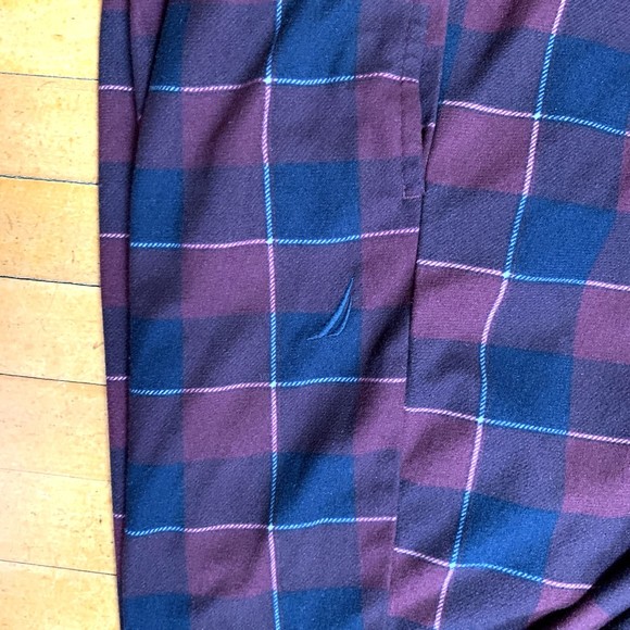 NAUTICA Men's Navy/Maroon XL Plaid Pajama Lounge Pants Soft Brushed Polyester - Picture 3 of 7
